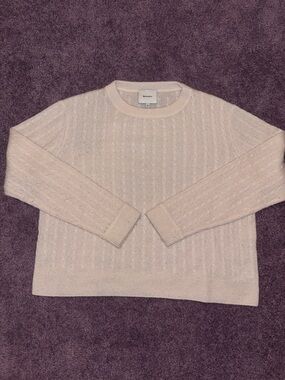 Reformation Cream Cable Knit Crewneck Sweater